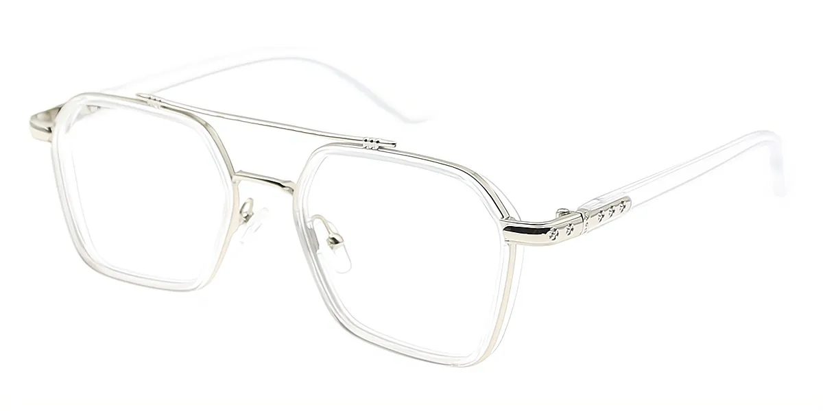 Clear Aviator Classic Double Bridge Plastic Eyeglasses