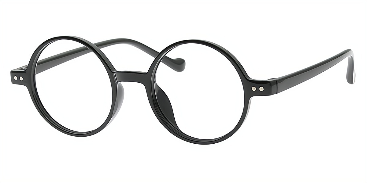 Black Round Retro Plastic Eyeglasses