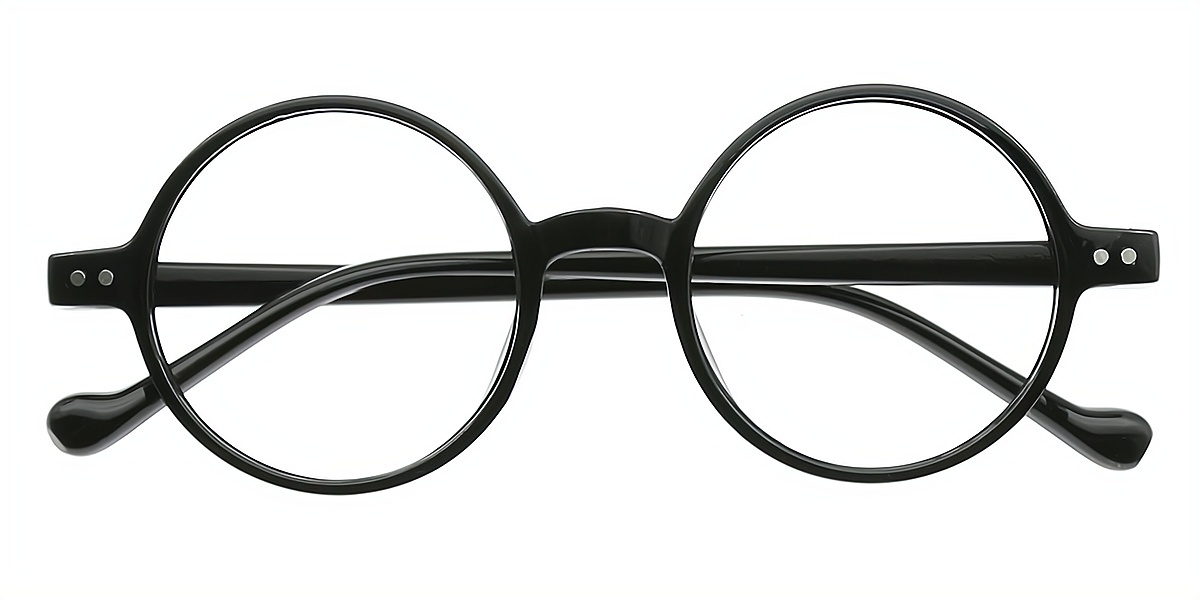 Black Round Retro Plastic Eyeglasses