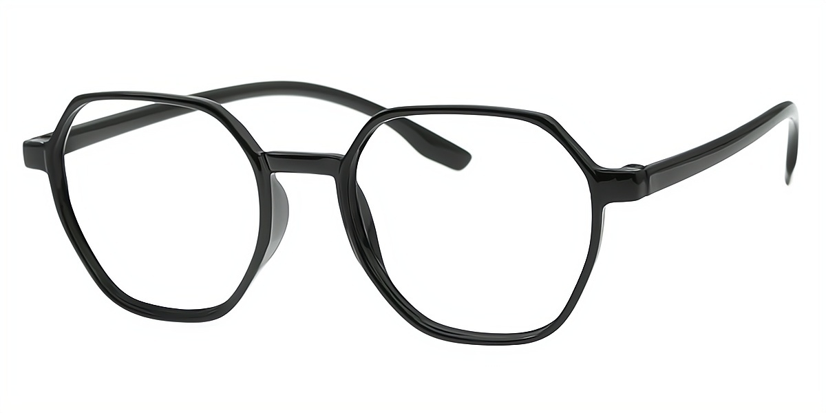 Black Geometric Classic Thin Plastic Eyeglasses