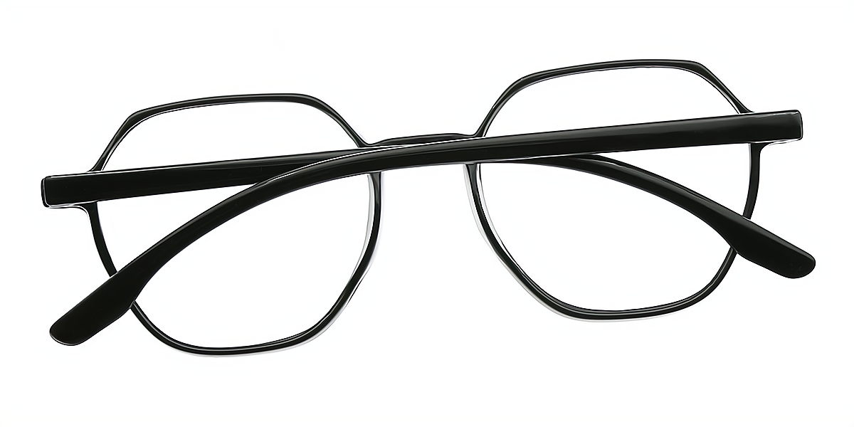 Black Geometric Classic Thin Plastic Eyeglasses