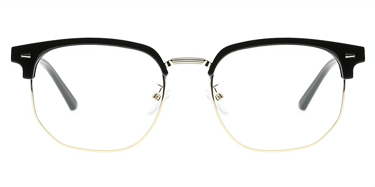 Watts Black Golden Geometric Classic Horn Mixed Materials Eyeglasses