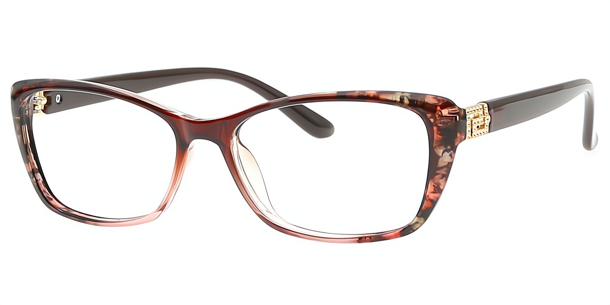 Brown Oval Ornate TR90 Eyeglasses