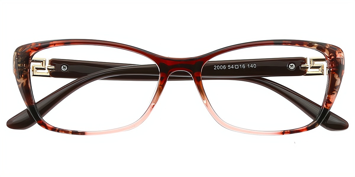 Brown Oval Ornate TR90 Eyeglasses