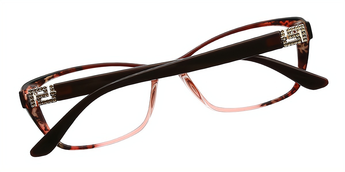 Brown Oval Ornate TR90 Eyeglasses