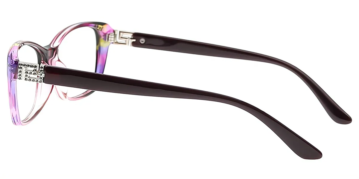 Purple Oval Ornate TR90 Eyeglasses