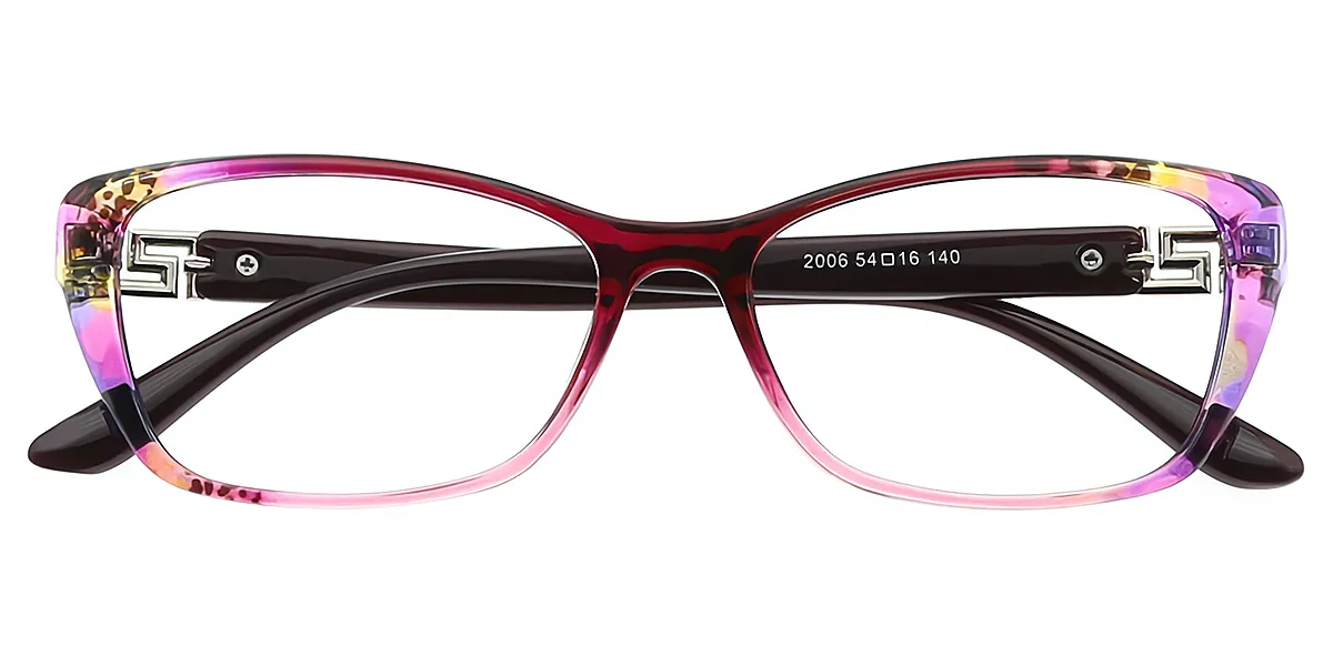 Purple Oval Ornate TR90 Eyeglasses
