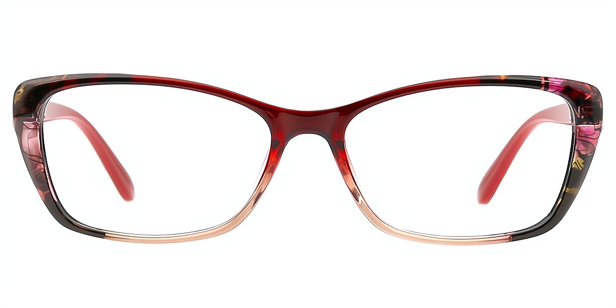 Red Oval Ornate TR90 Eyeglasses