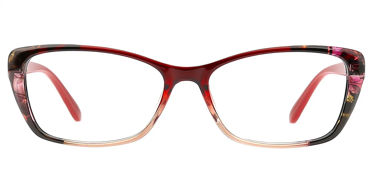 Red Oval Ornate TR90 Eyeglasses