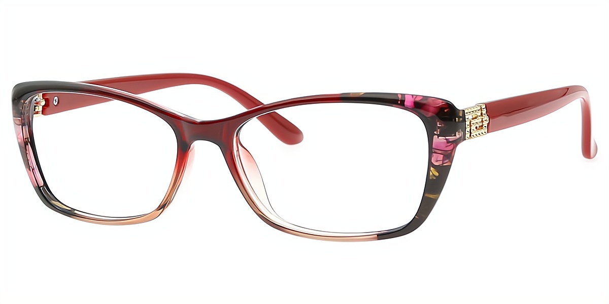 Red Oval Ornate TR90 Eyeglasses