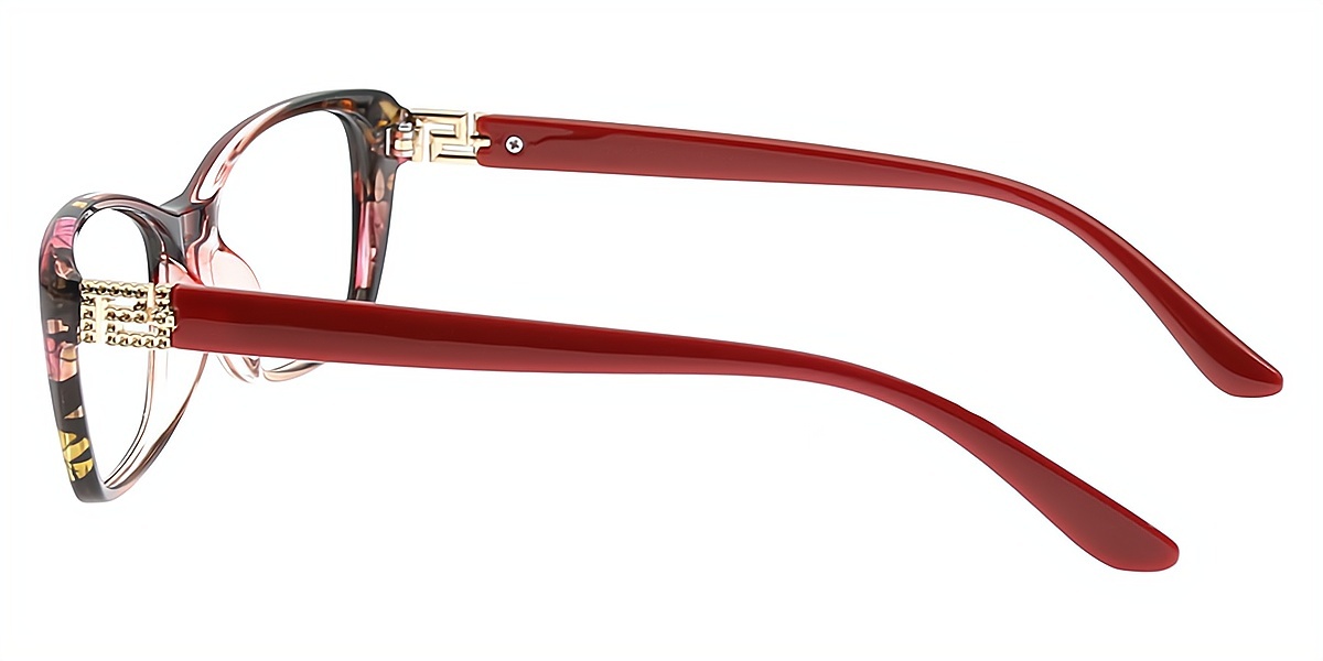 Red Oval Ornate TR90 Eyeglasses