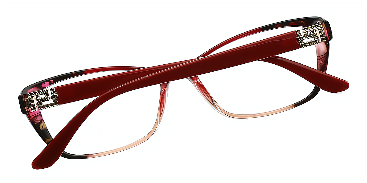 Red Oval Ornate TR90 Eyeglasses