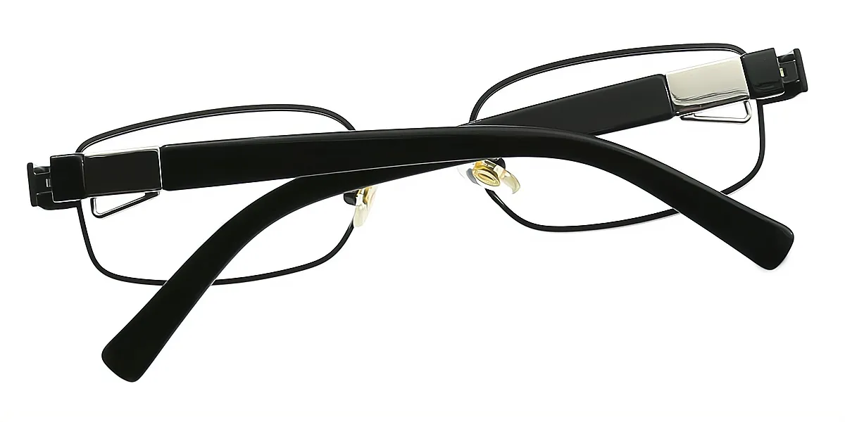 Black Rectangle Classic Metal Eyeglasses
