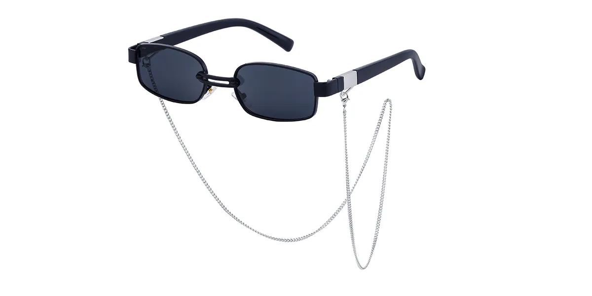 Black Rectangle Classic Metal Eyeglasses