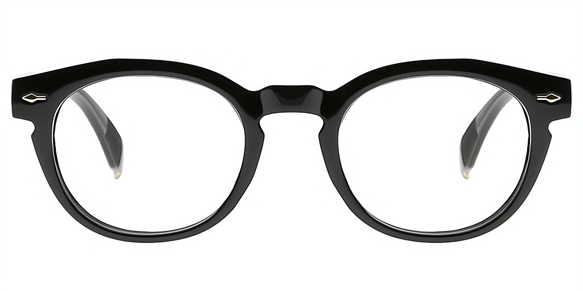Black Oval Retro Horn Plastic Eyeglasses