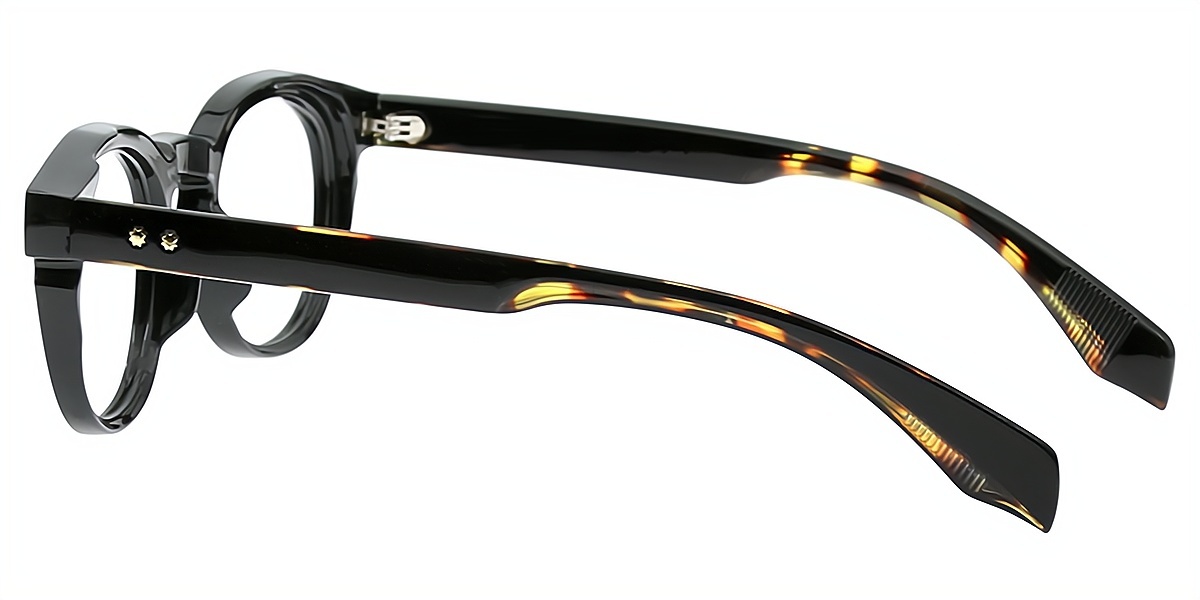 Black Oval Retro Horn Plastic Eyeglasses