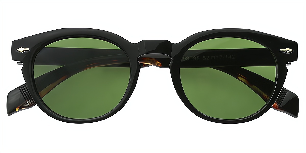 Black Oval Retro Horn Plastic Eyeglasses