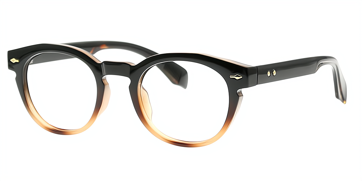 Black Tortoise Oval Retro Horn Plastic Eyeglasses