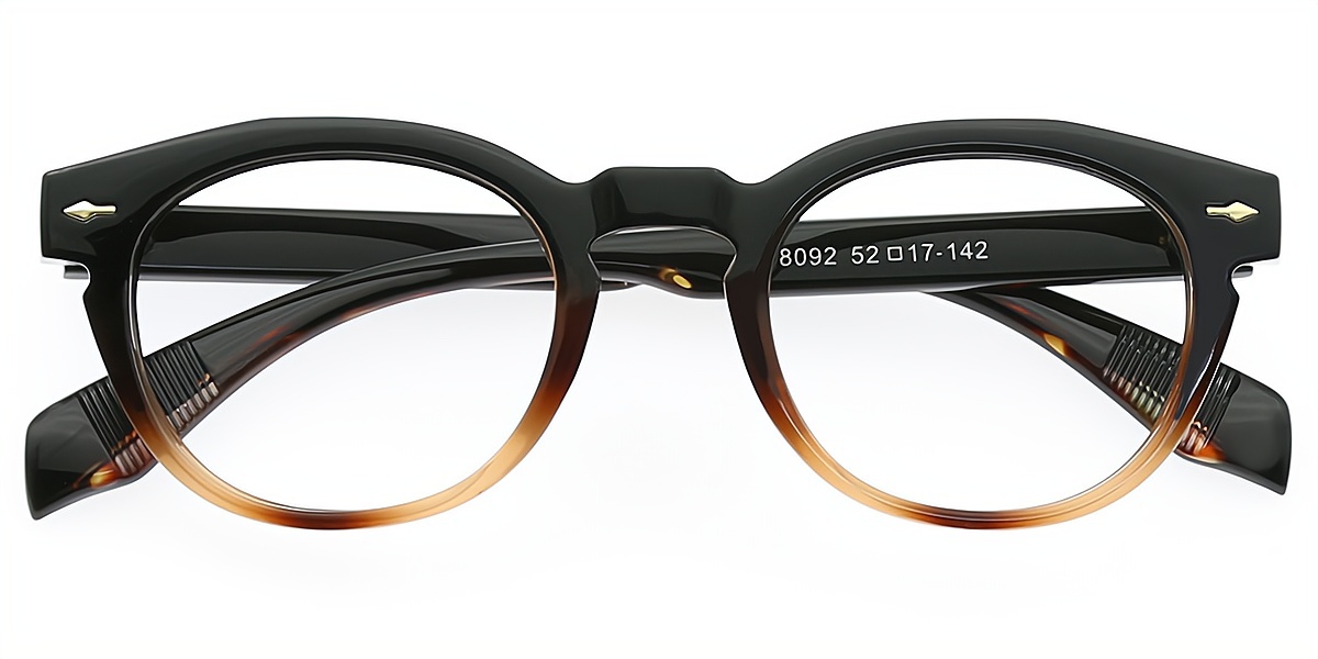 Black Tortoise Oval Retro Horn Plastic Eyeglasses