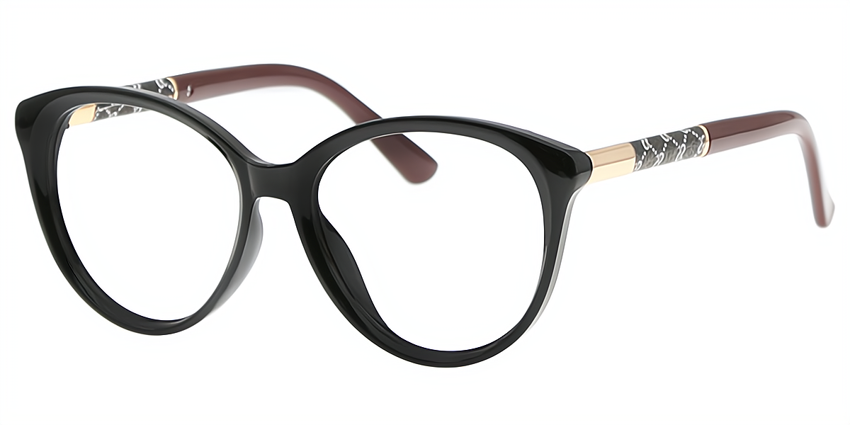 Black Red Oval Modish Oversized Plastic Eyeglasses