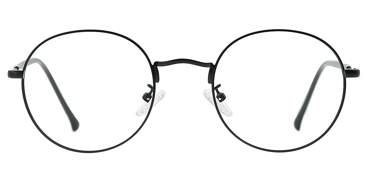 Black Round Elegant Metal Eyeglasses