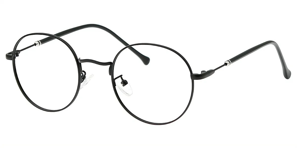 Black Round Elegant Metal Eyeglasses