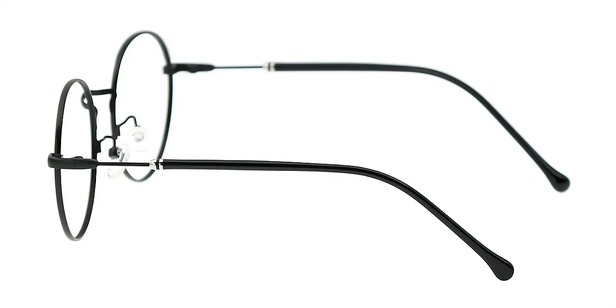 Black Round Elegant Metal Eyeglasses