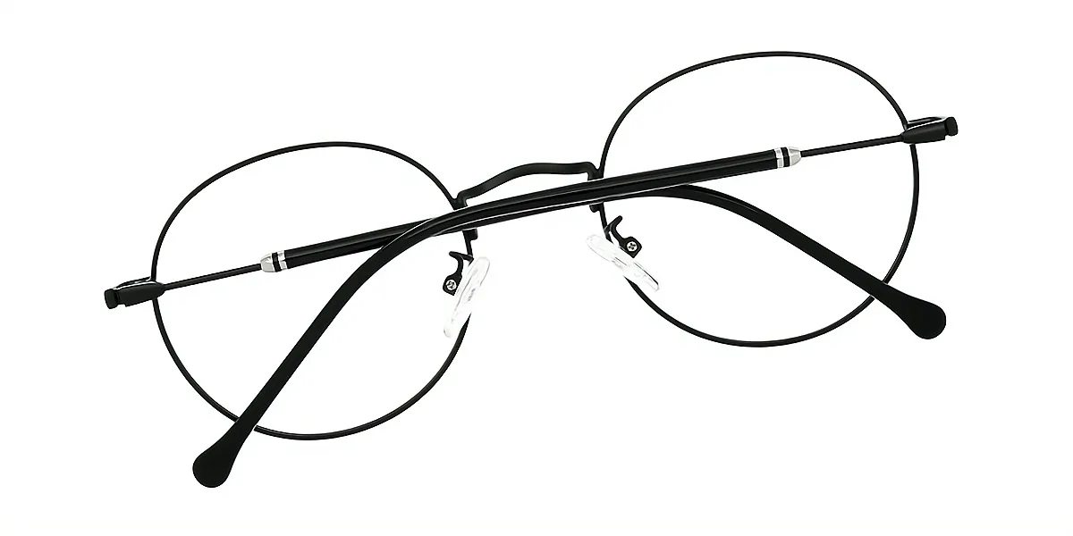 Black Round Elegant Metal Eyeglasses
