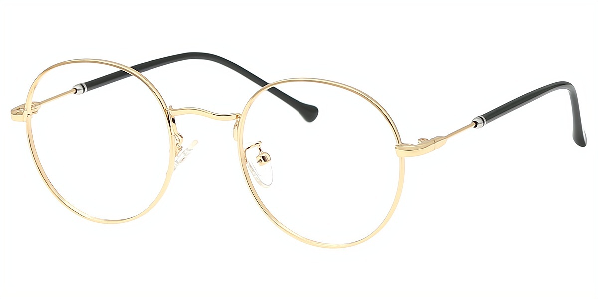 Golden Round Elegant Metal Eyeglasses