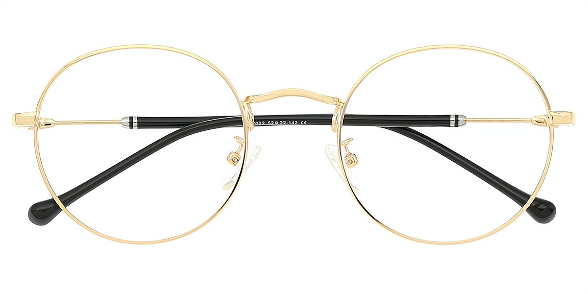 Golden Round Elegant Metal Eyeglasses