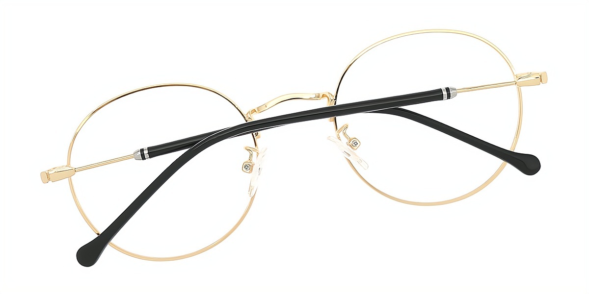 Golden Round Elegant Metal Eyeglasses