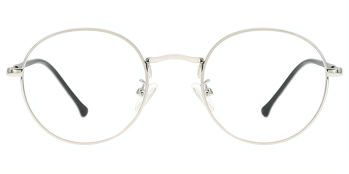 Silver Round Elegant Metal Eyeglasses