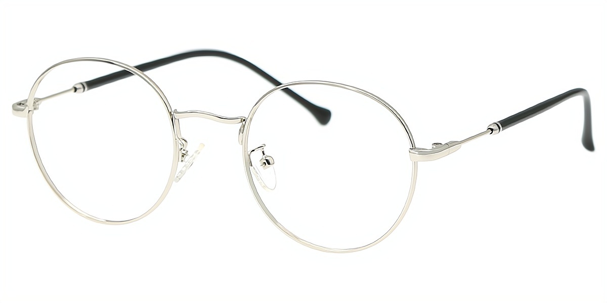 Silver Round Elegant Metal Eyeglasses