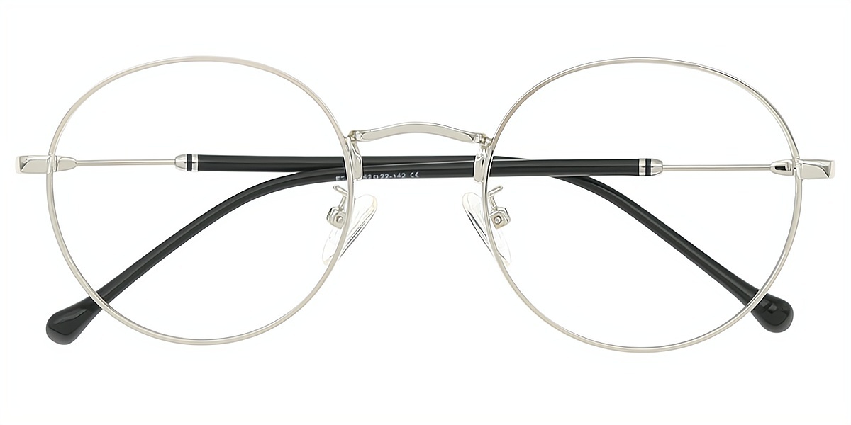 Silver Round Elegant Metal Eyeglasses