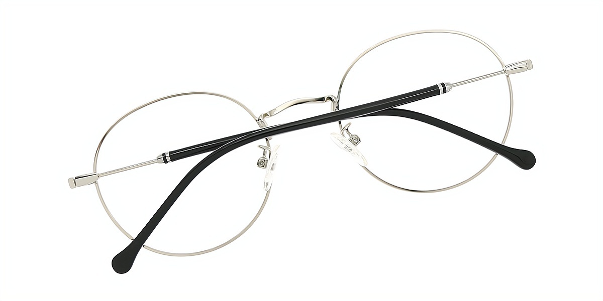 Silver Round Elegant Metal Eyeglasses