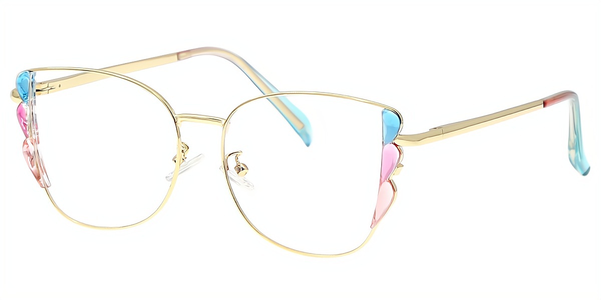 Blue Butterfly Ornate Metal Eyeglasses