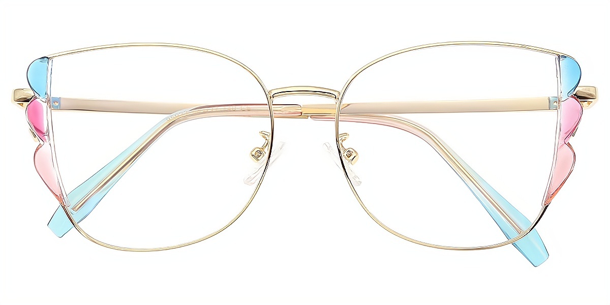 Blue Butterfly Ornate Metal Eyeglasses