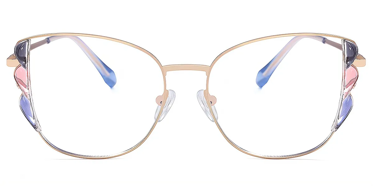 Gray Mix Butterfly Ornate Metal Eyeglasses