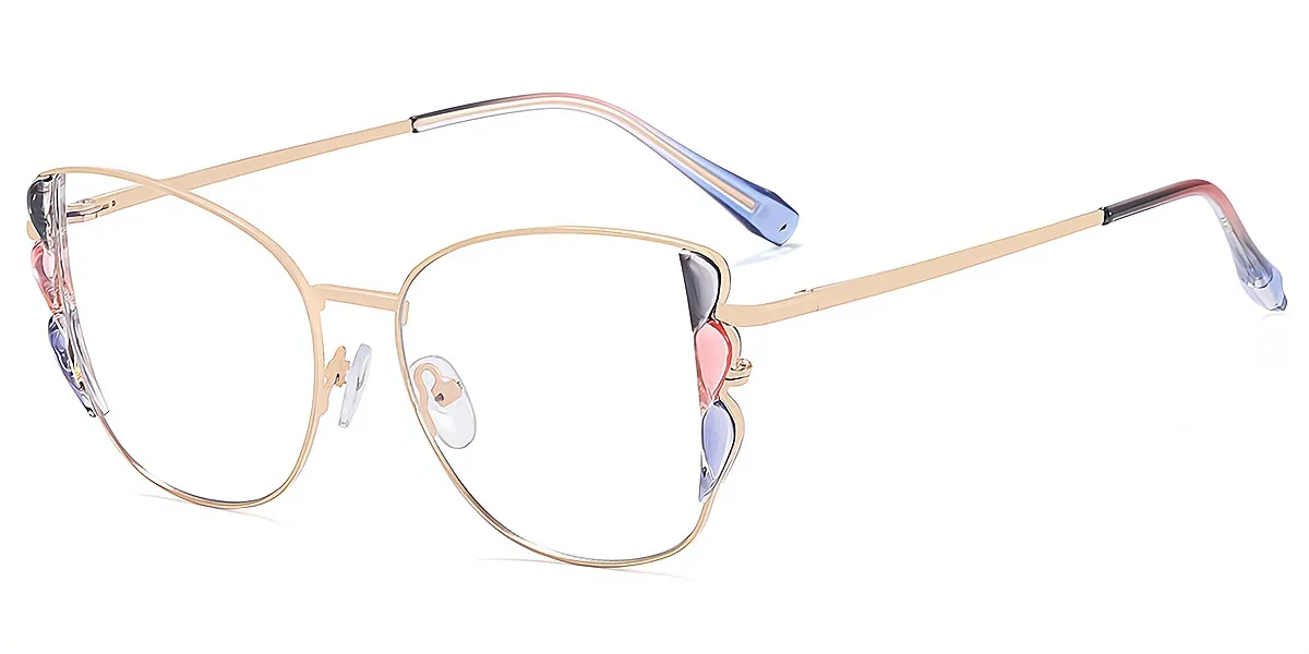 Gray Mix Butterfly Ornate Metal Eyeglasses