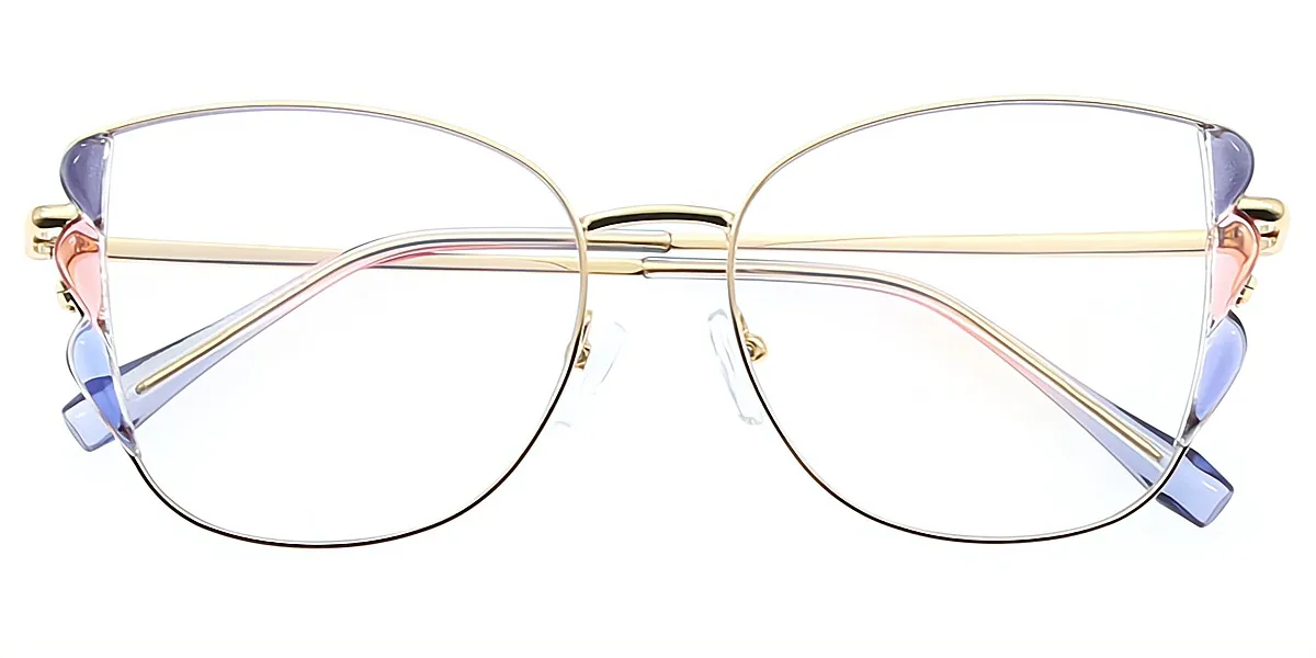 Gray Mix Butterfly Ornate Metal Eyeglasses