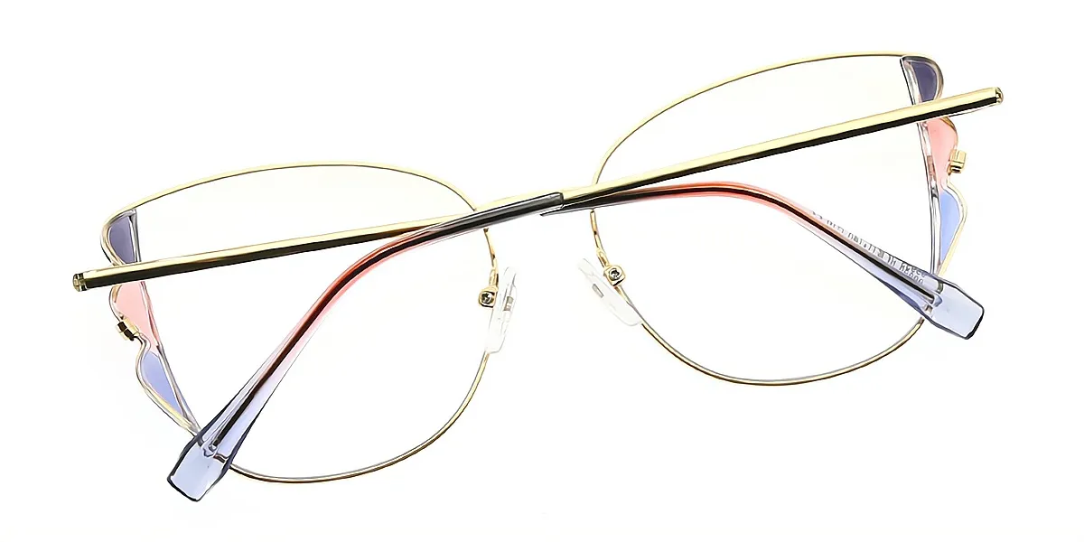 Gray Mix Butterfly Ornate Metal Eyeglasses