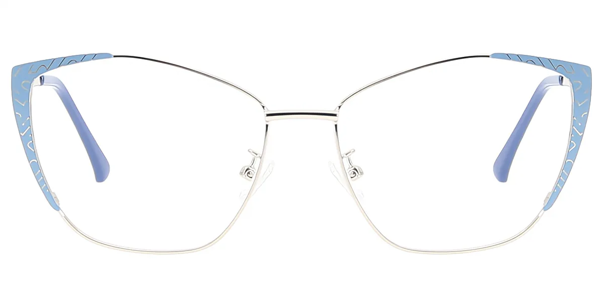 Blue Silver Cat Eye Exquisite Metal Eyeglasses