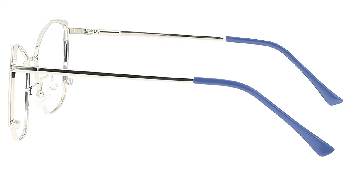Blue Silver Cat Eye Exquisite Metal Eyeglasses