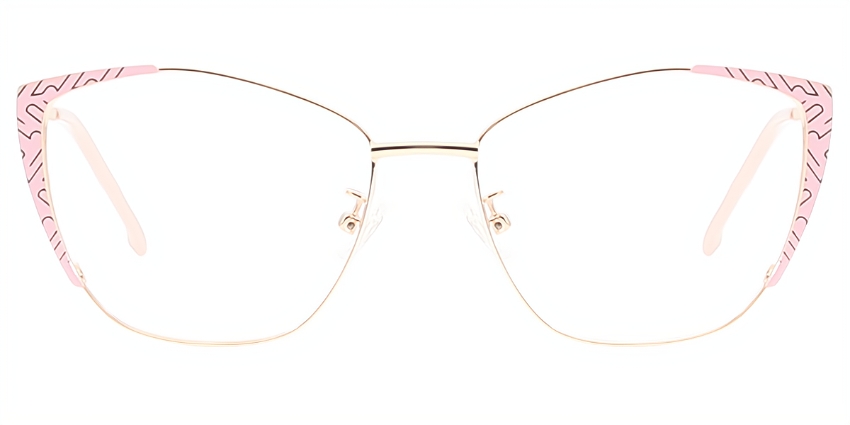 Pink Golden Cat Eye Exquisite Metal Eyeglasses