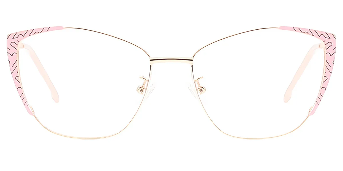Pink Golden Cat Eye Exquisite Metal Eyeglasses