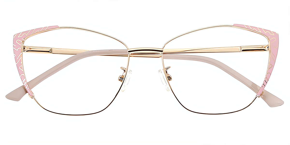 Pink Golden Cat Eye Exquisite Metal Eyeglasses