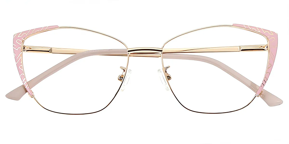 Pink Golden Cat Eye Exquisite Metal Eyeglasses