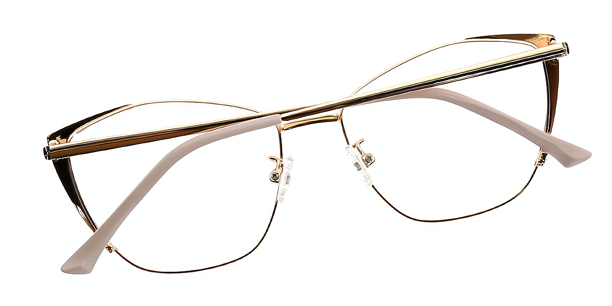 Pink Golden Cat Eye Exquisite Metal Eyeglasses