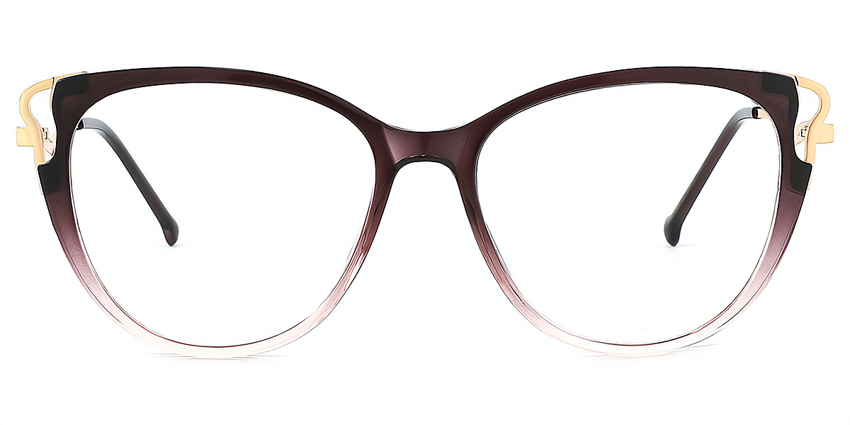 Purple Cat Eye Elaborate Mixed Materials Eyeglasses