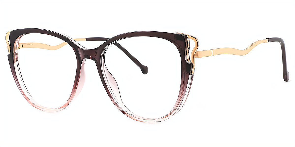 Purple Cat Eye Elaborate Mixed Materials Eyeglasses